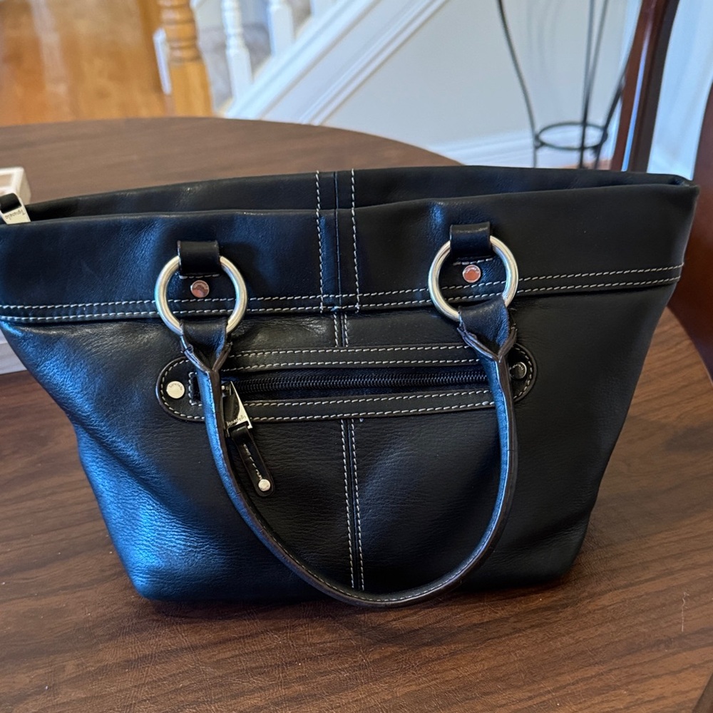 Black leather Tignanello satchel